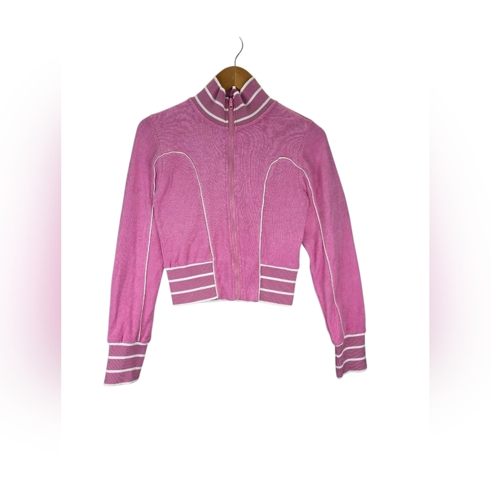 BDG Urban Outfitters Track Meet Zip-up Sweatshirt Pink Crop 100% Cotton Size M